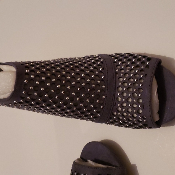 Studded Slate Blue Suede Booties - Picture 3 of 5